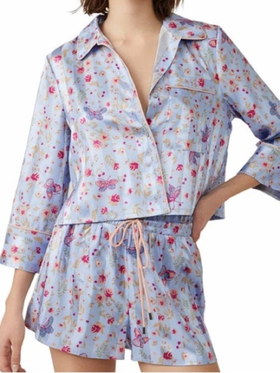 Intimately By Free People Other - INTIMATELY by FREE PEOPLE NWOT Pillow Talk Satin Short Crop Pajamas Set in Blue